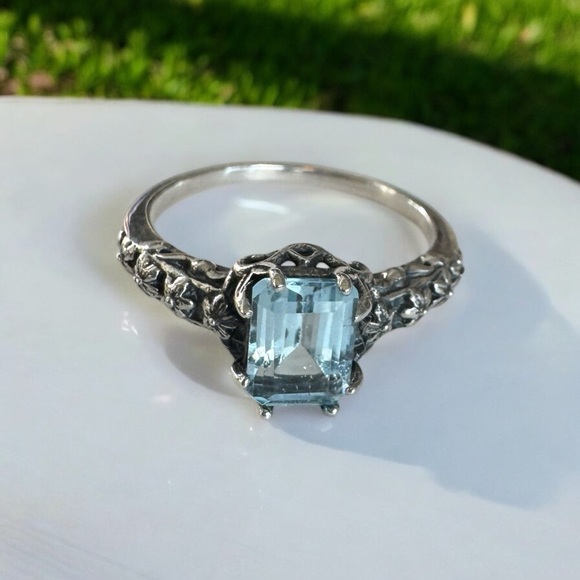 Sky Blue Topaz Sterling Silver Ring (9) - Picture 6 of 12